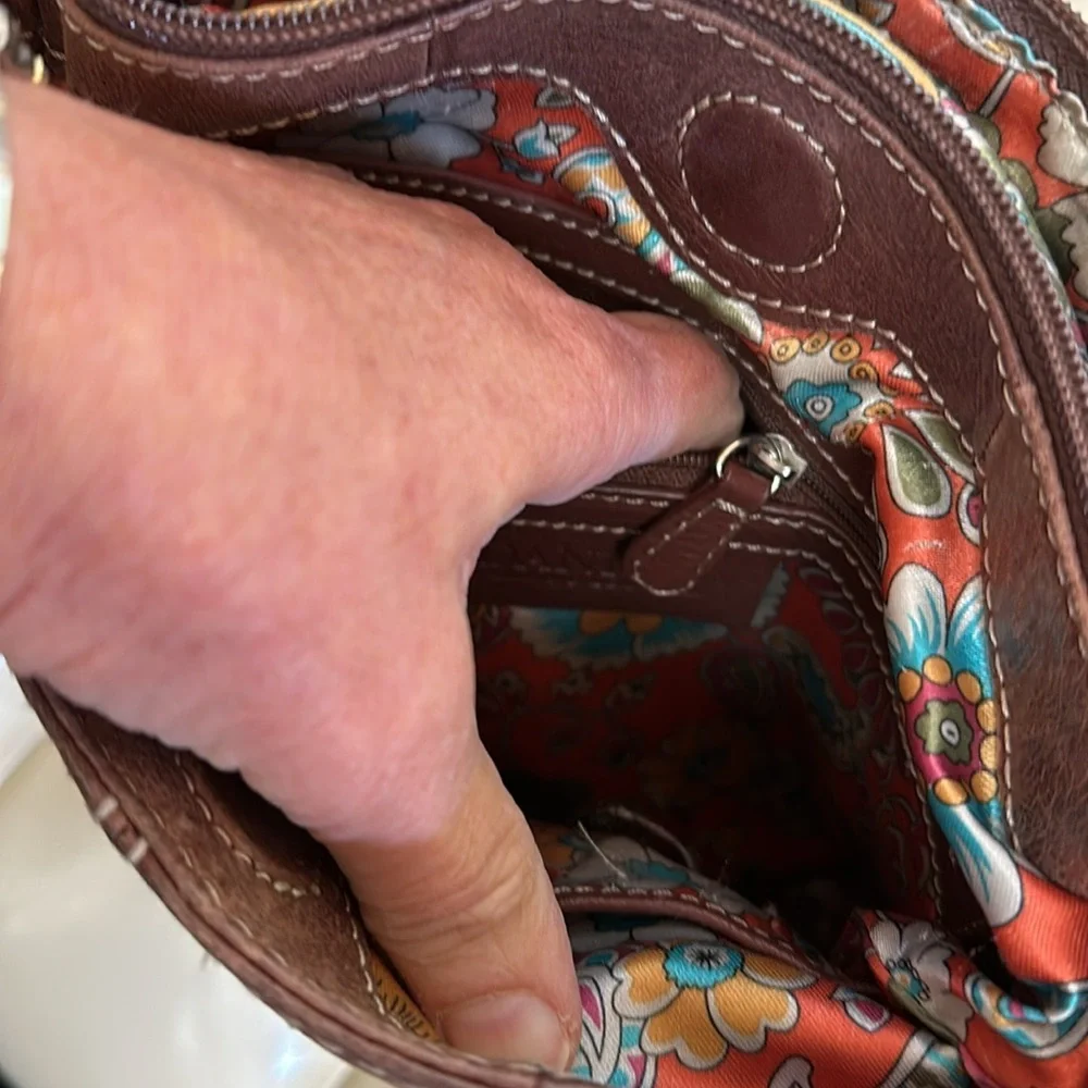 Genuine leather boho shoulder bag, adjustable strap